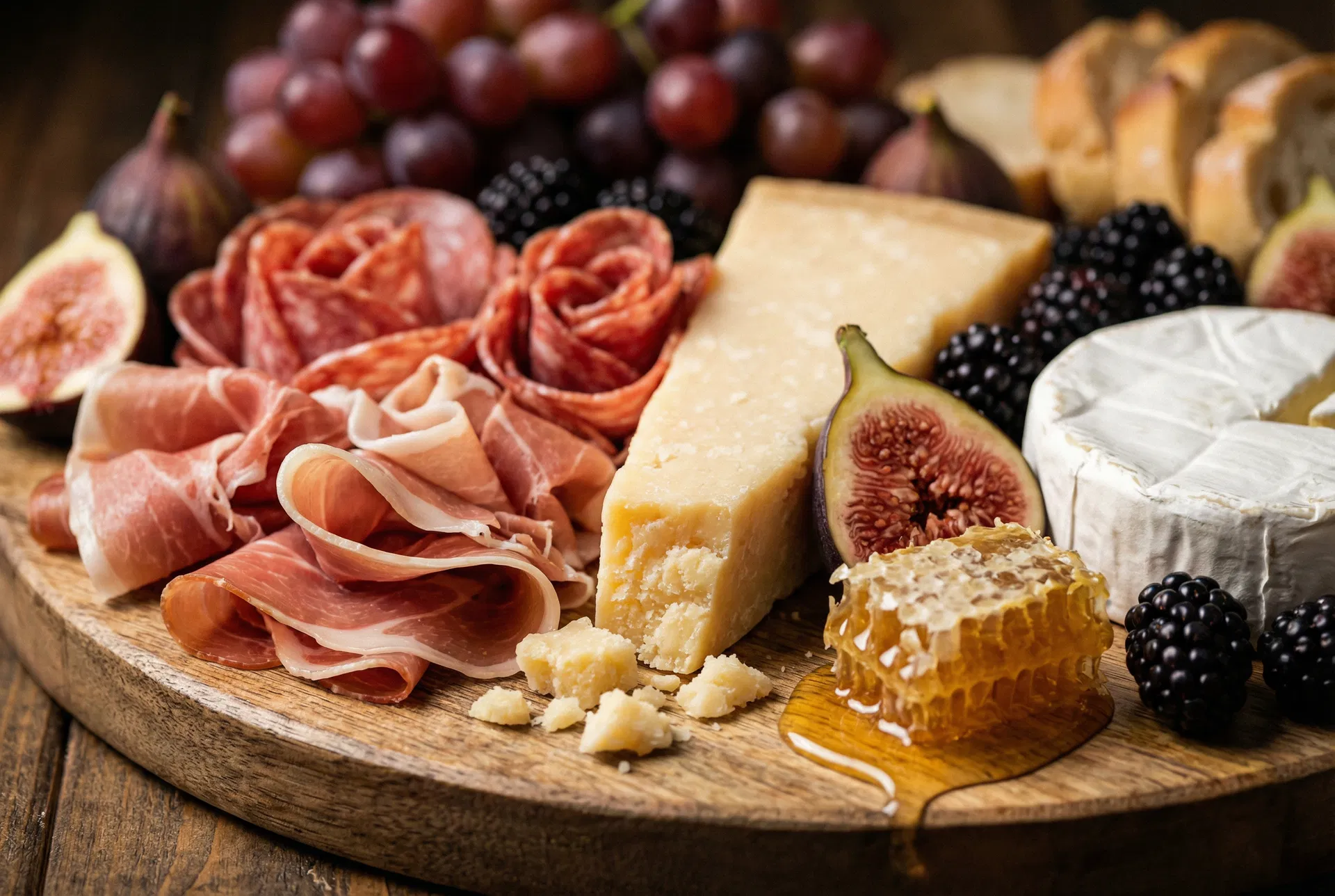 Handcrafted artisan charcuterie board with premium cured meats, local cheeses, honeycomb, and fresh fruit — The Local Charcuterie, Mesa AZ